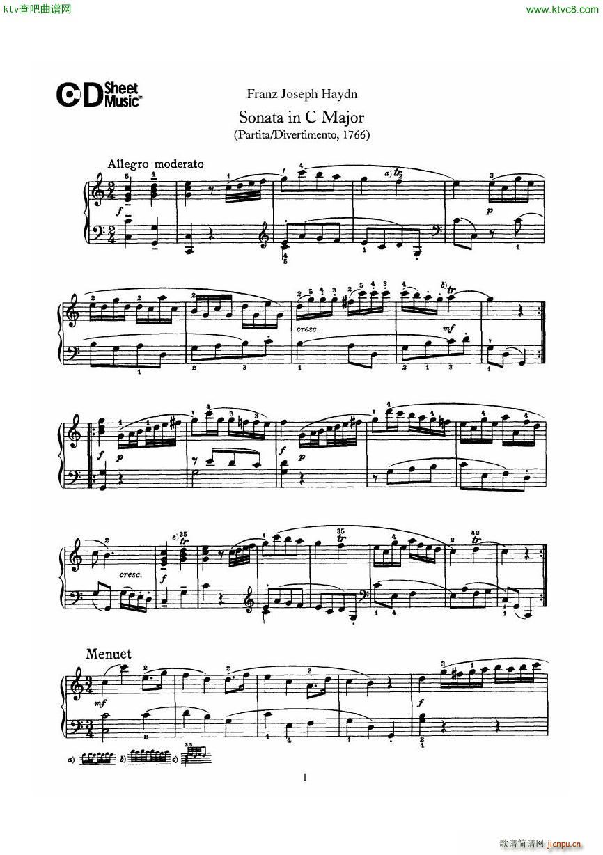 Haydn Joseph Sonata no 7 in C Major(V)1