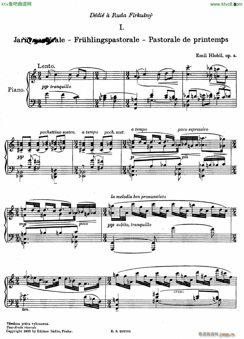 Hlobil 3 piano pieces op 2(V)1