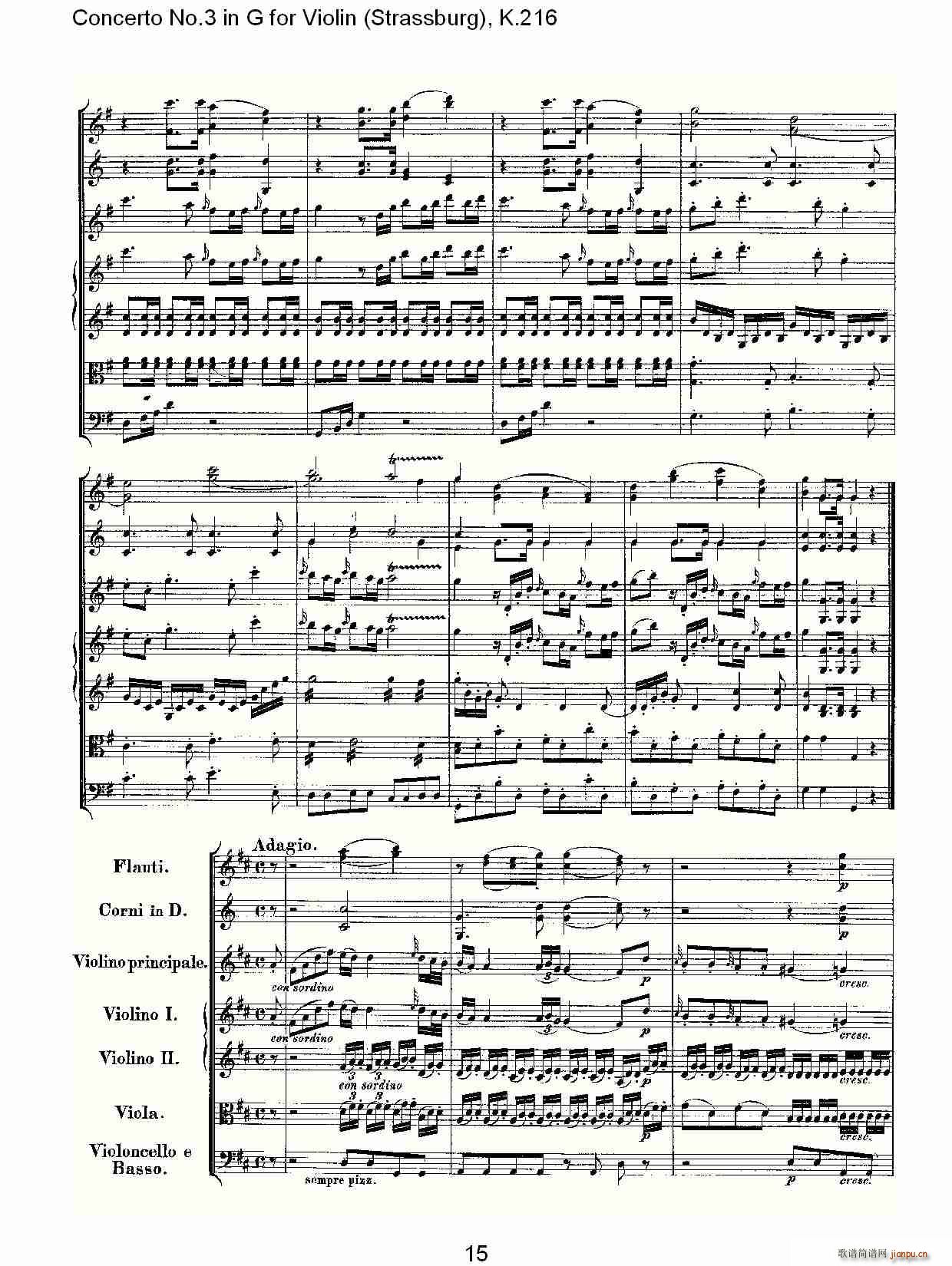 Concerto No.3 in G for Violin K.216(СV)15