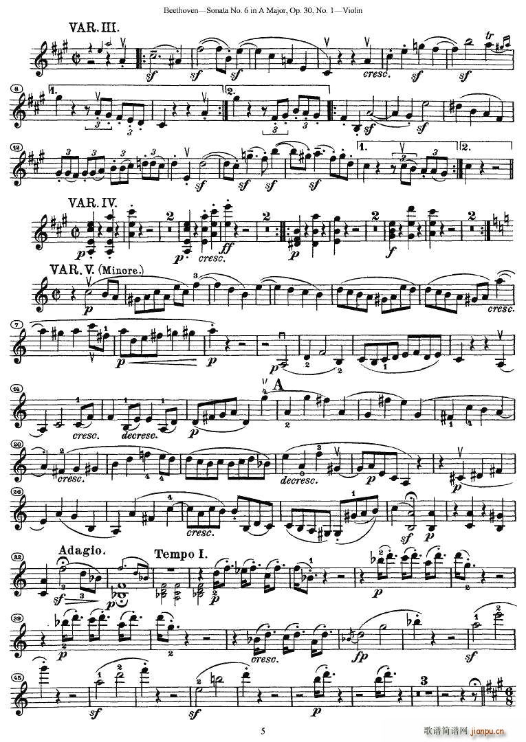 Sonata No.6 in A MajorOp.30No.1(СV)5