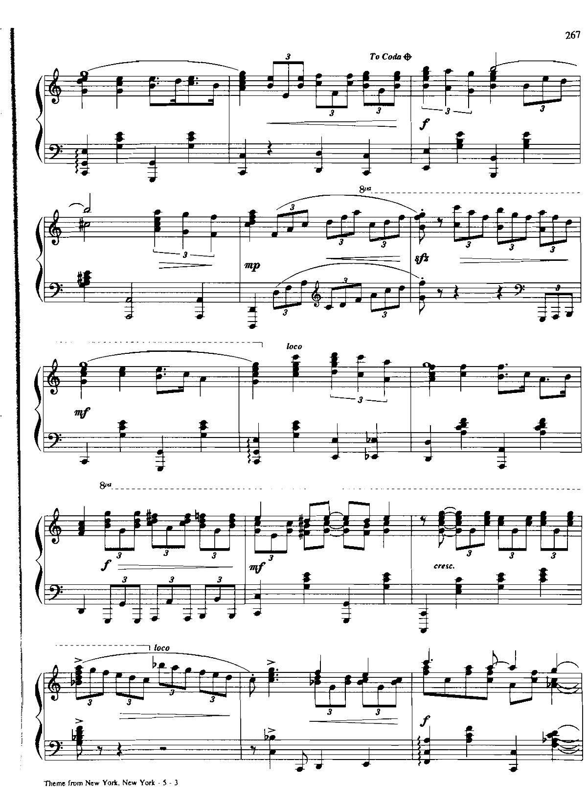 THEME FROM NEW YORK NEW YORK Dan Coates {(dio) (V)3