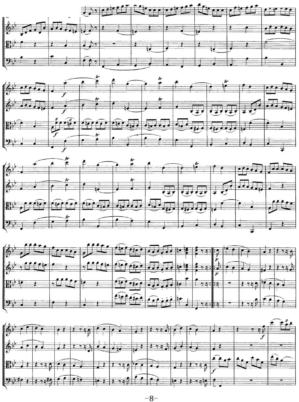 Mozart Quartet No 12 in Bb Major K 172(V)8