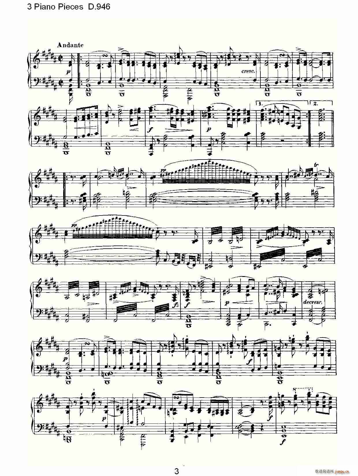 3 Piano Pieces D.946(V)3