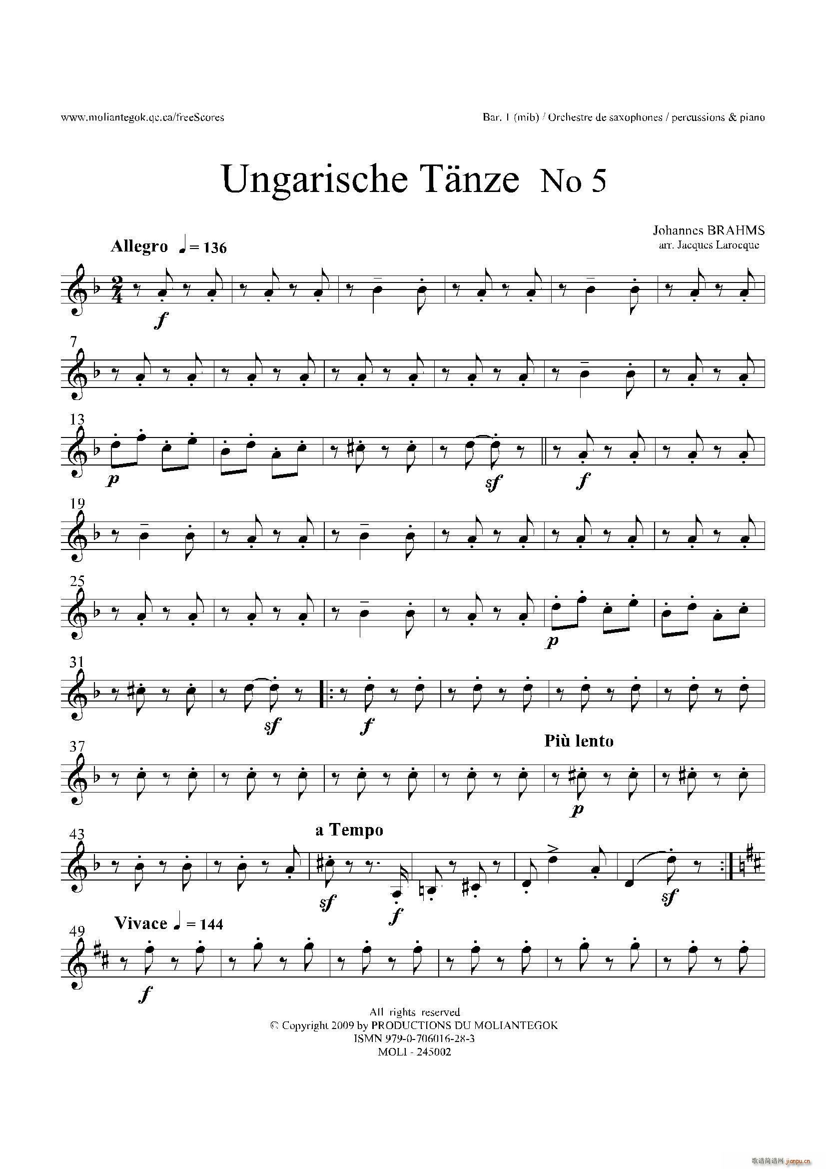Ungarische Tnze No 5 ʮBar 1 2 3(V)1