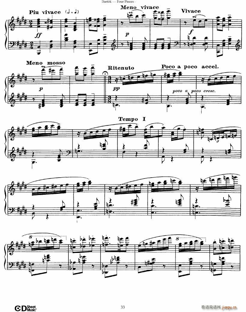Bartok DD 71 Four Piano Pieces(V)33