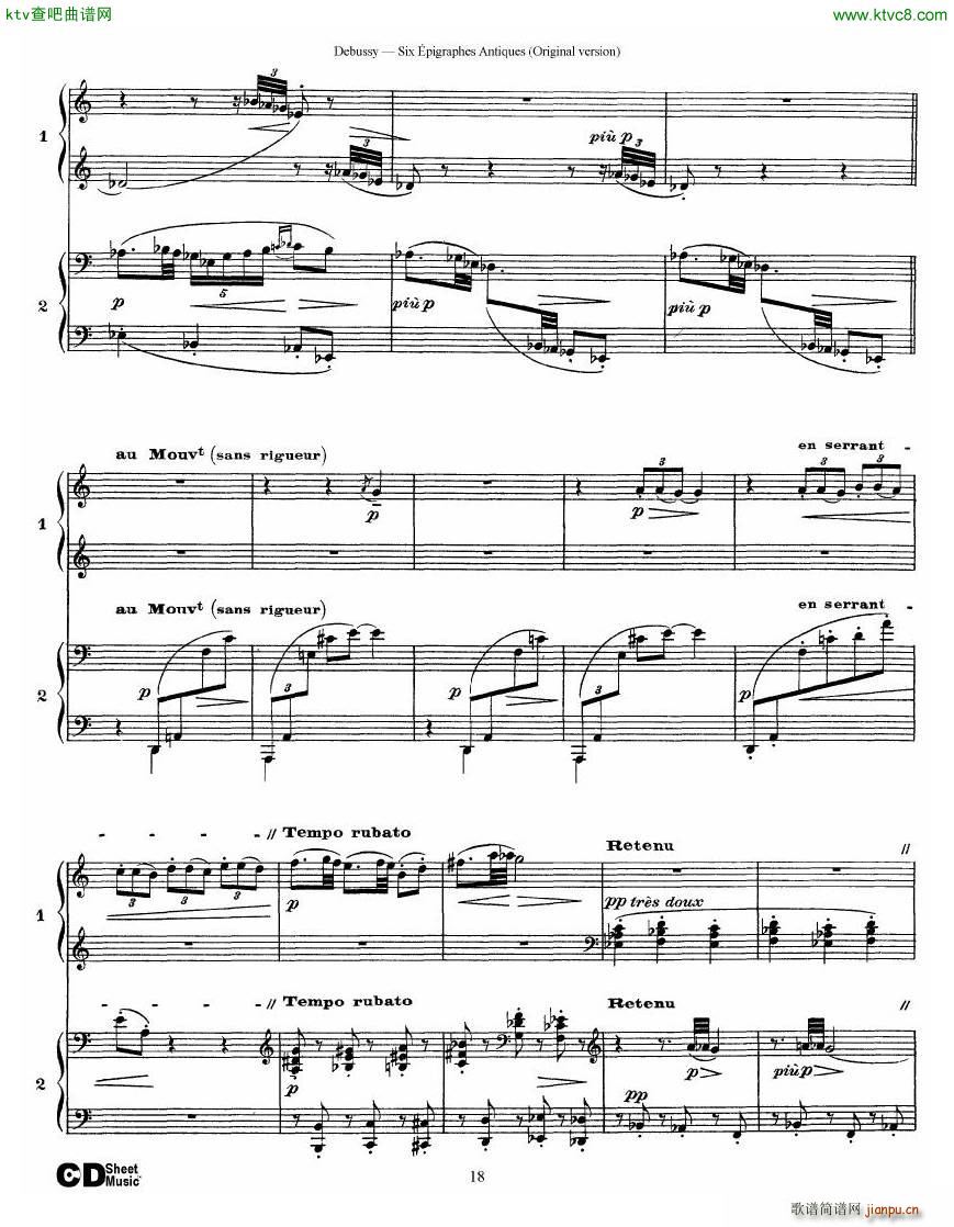 Debussy Six pigraphes Antiques 2 Piano s(V)18