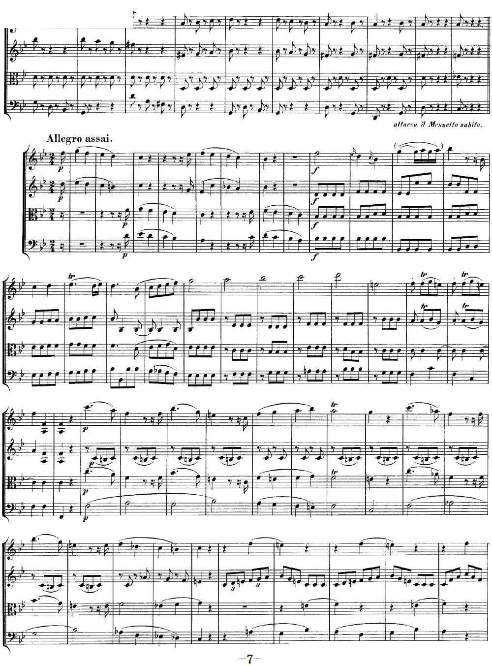 Mozart Quartet No 12 in Bb Major K 172(V)7