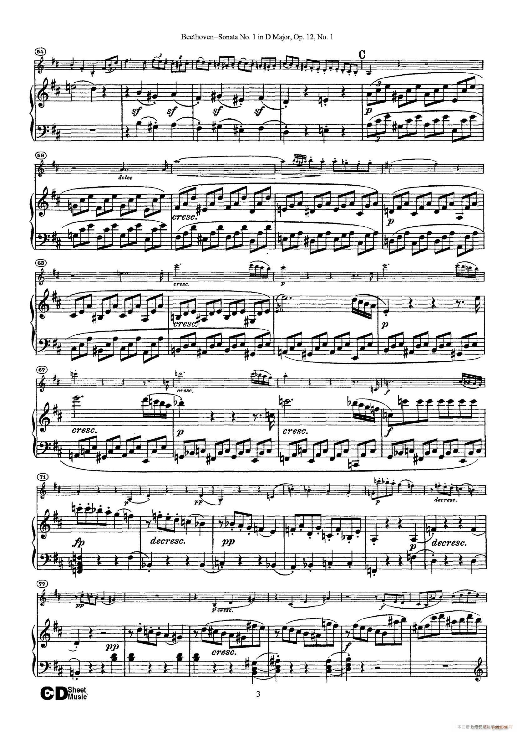 D{(dio)һСQ Sonata No 1 in D Major Op 12 No 1 ٰ(V)1