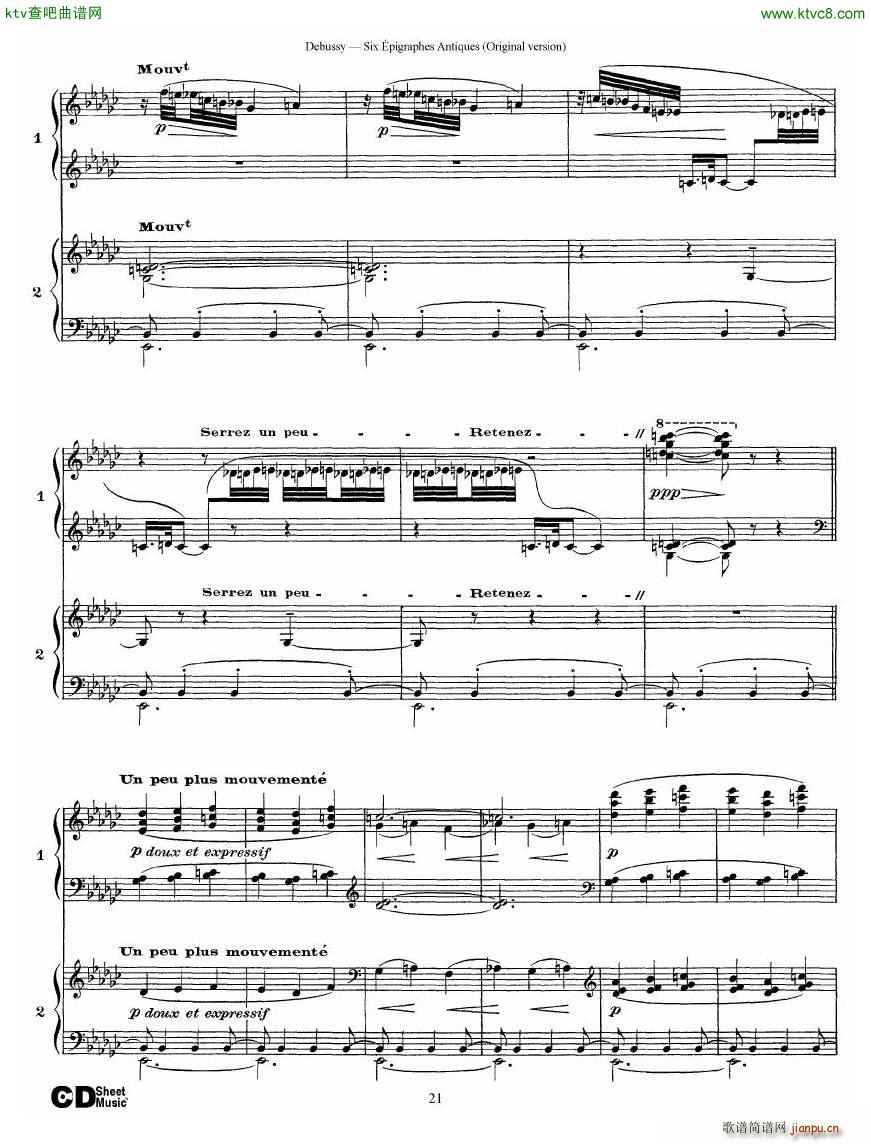 Debussy Six pigraphes Antiques 2 Piano s(V)21