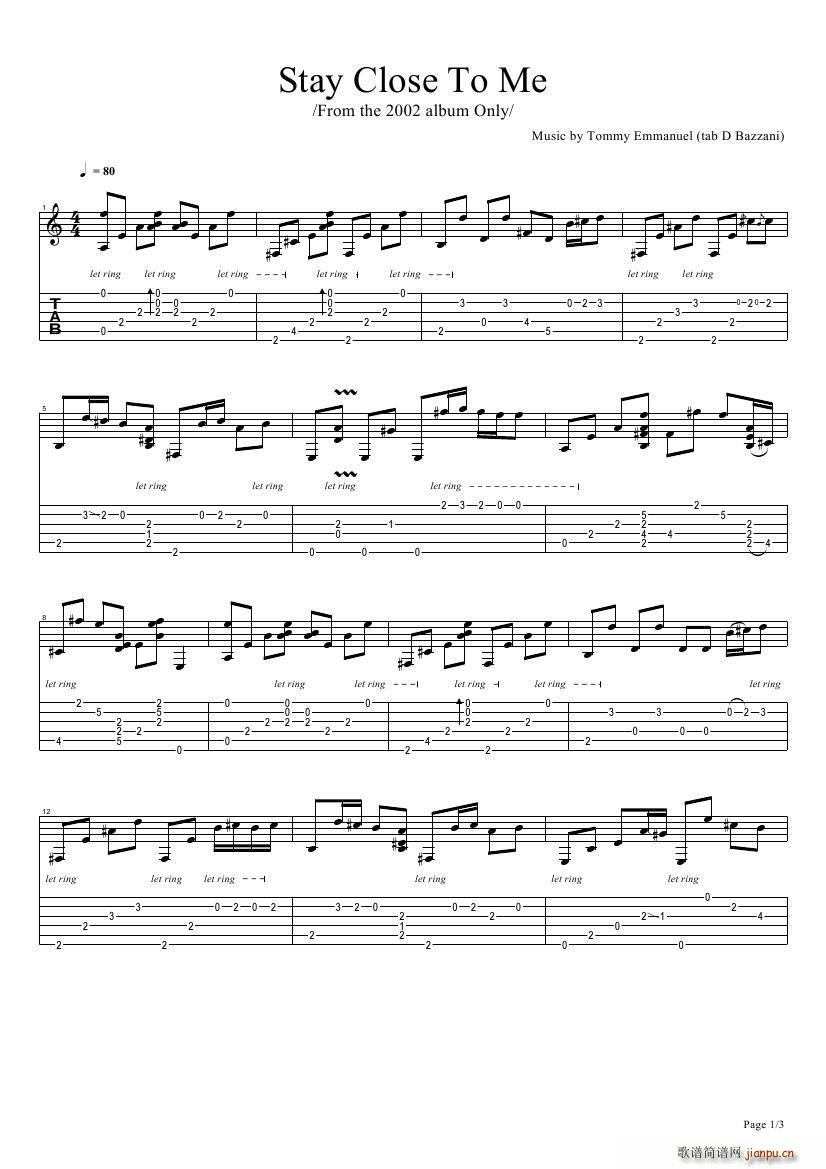 tommy emmanuel stay close to me ָ(V)1