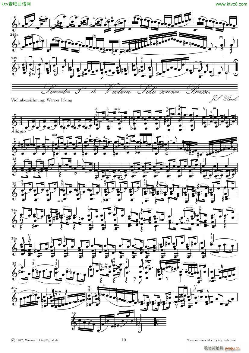 Bach JS BWV 1005 Sonata for Solo Violin in C(V)10