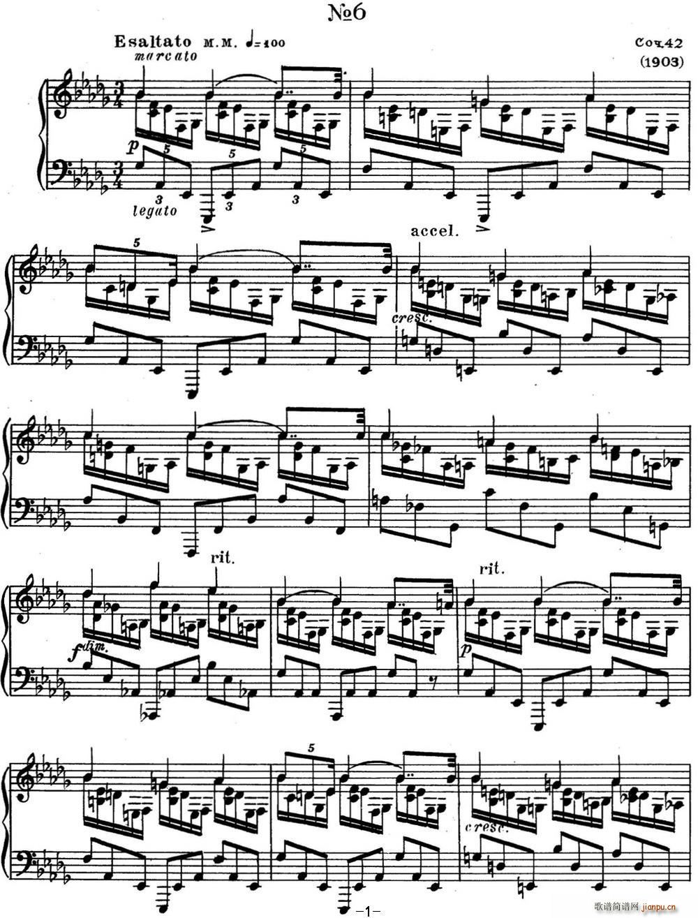 ˹e پ(x) Op 42 No 6 Alexander Scriabin Etudes(V)1