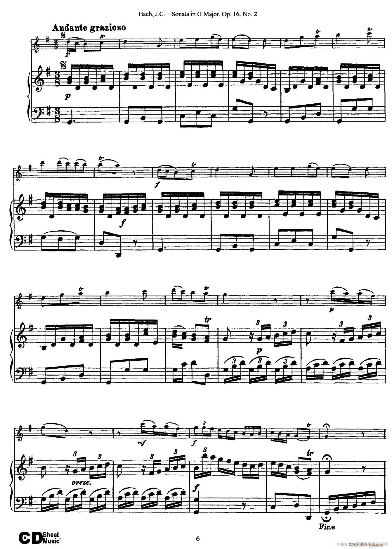 Sonata in D Major Op 16 No 2 ٰ(V)6