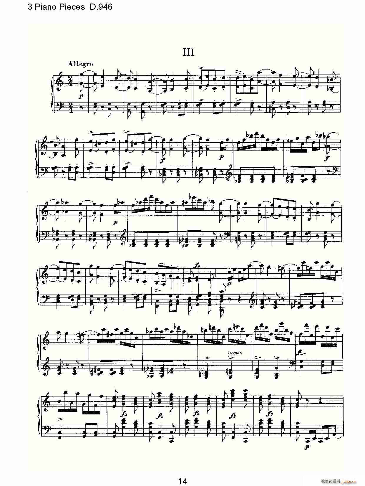 3 Piano Pieces D.946(V)14