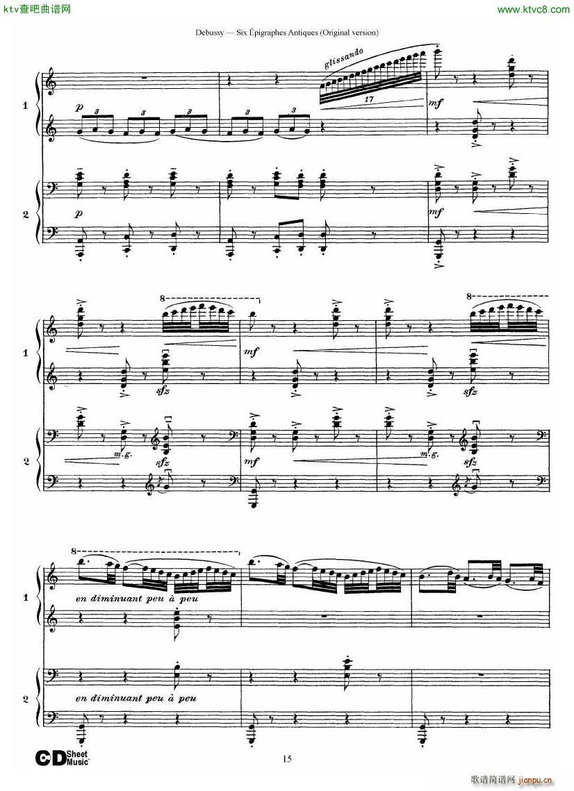 Debussy Six pigraphes Antiques 2 Piano s(V)15