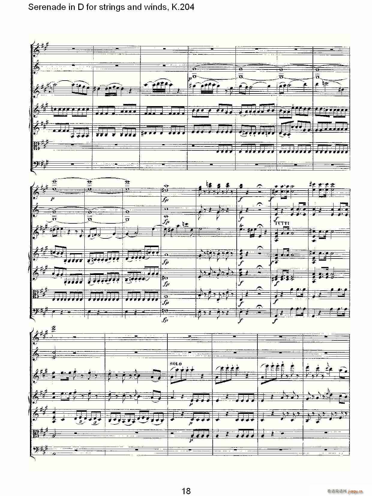 Serenade in D for strings and winds, K.204(ʮּ)18