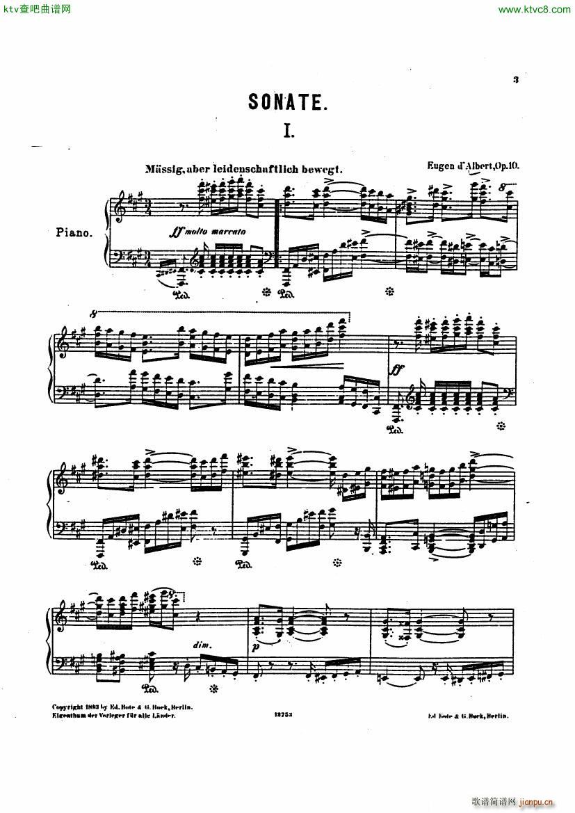 D Albert op 10 Piano Sonata 1(V)1