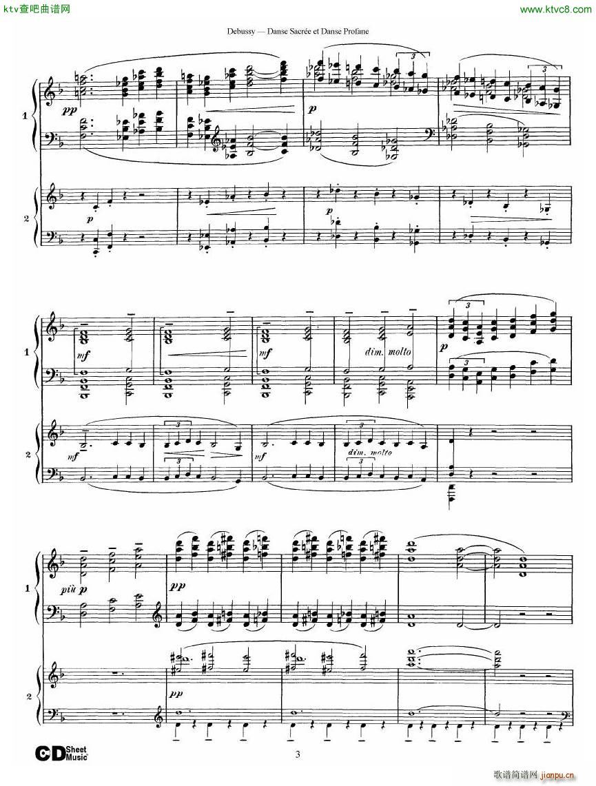 Debussy Danse Sacre et Danse Profane 2 Piano s(V)3