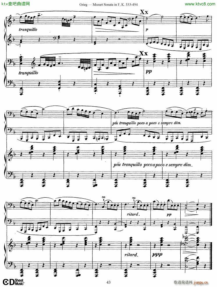 Grieg Sonata K 533 Mozart 2nd Piano Grieg(V)43