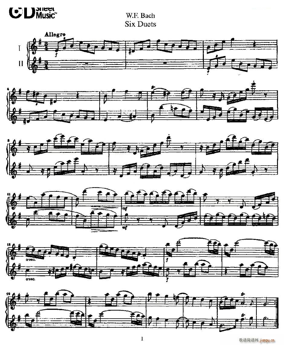 Six Duets ֮һ ׶ྚ(x) ~(V)1