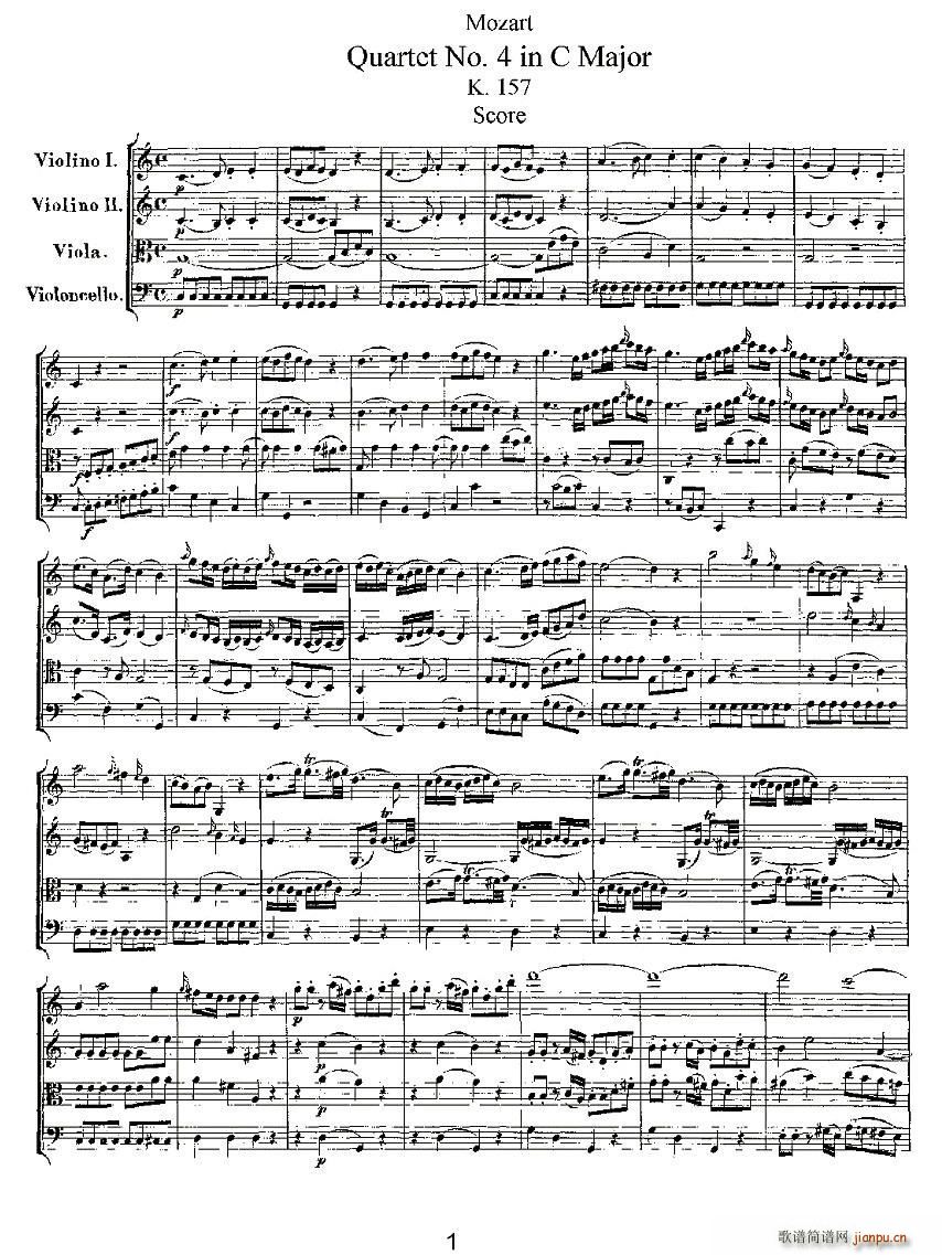 Quartet No 4 in C Major K 157 C{(dio)Ҙ(V)1