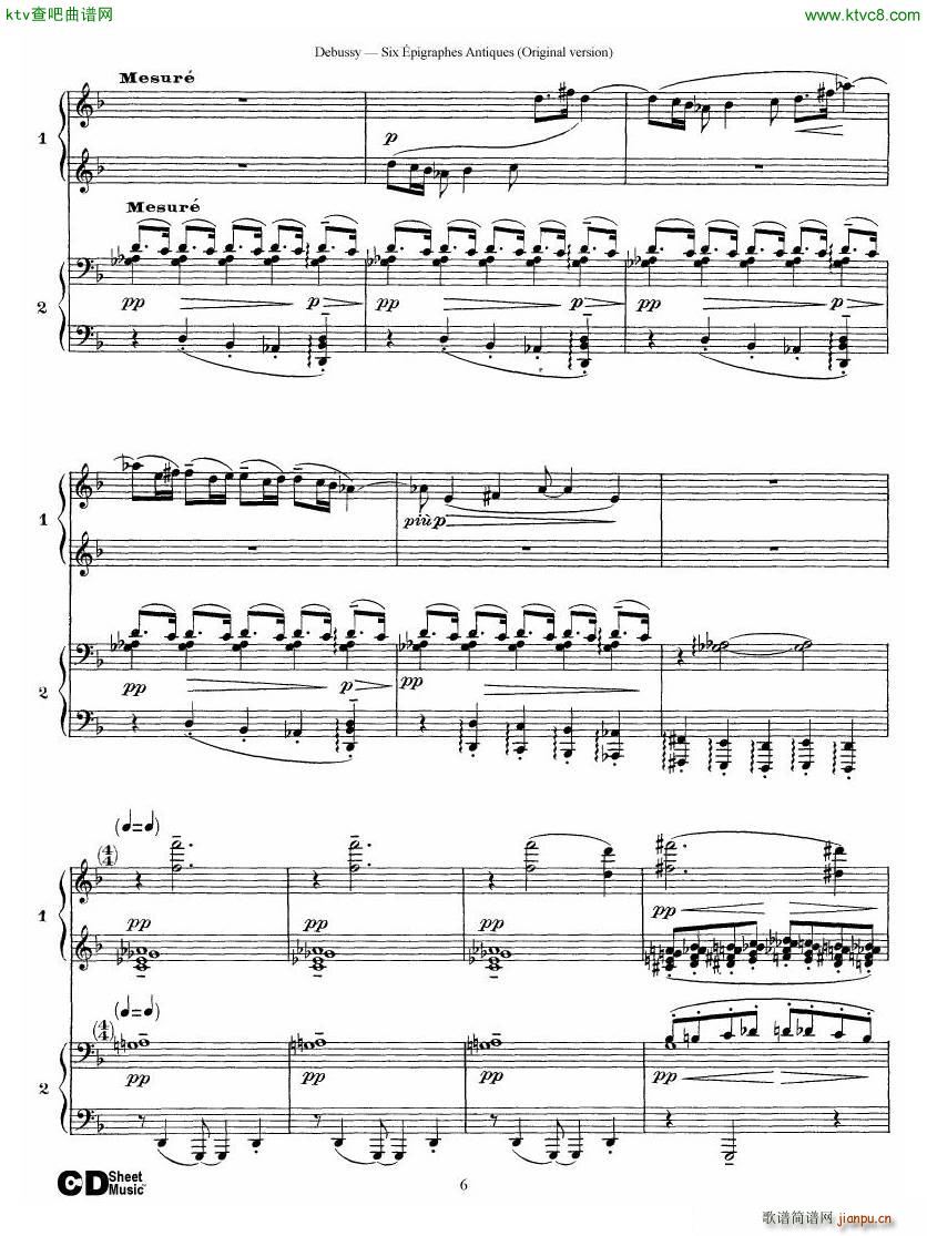 Debussy Six pigraphes Antiques 2 Piano s(V)6
