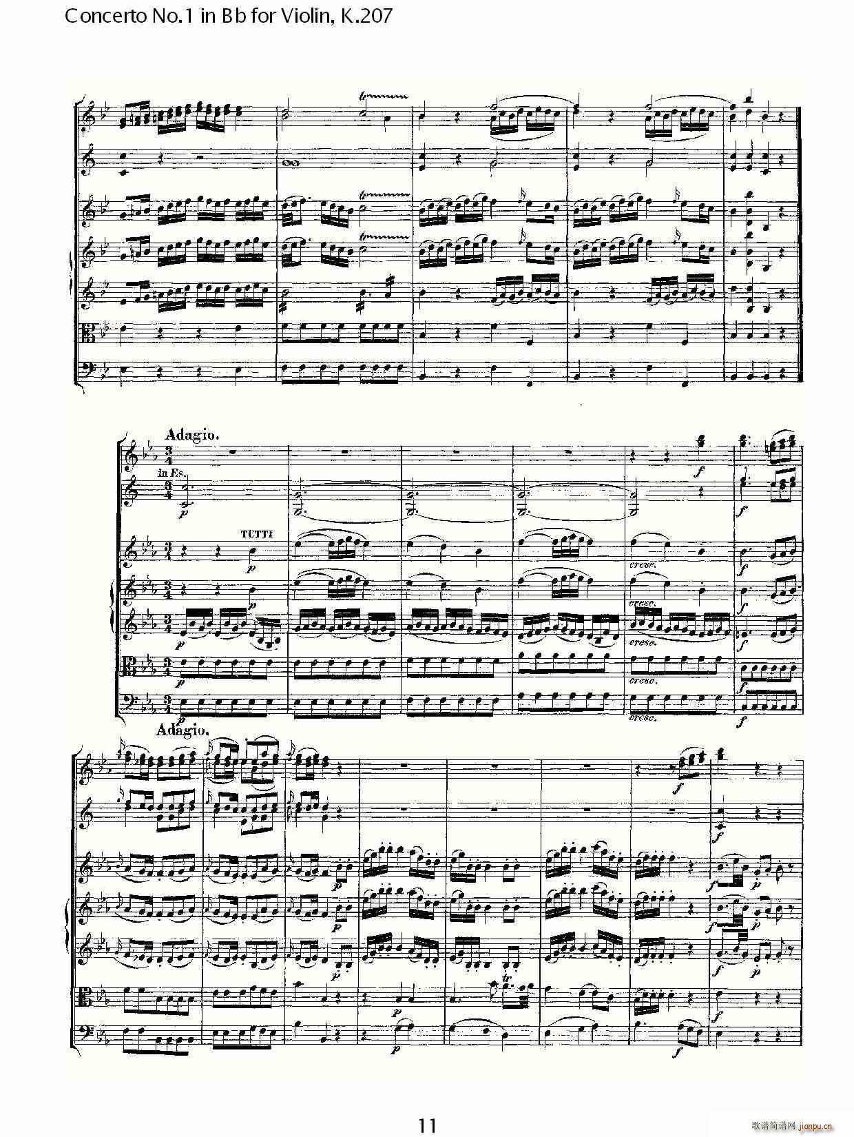 Concerto No.1 in Bb for Violin, K.207(СV)11