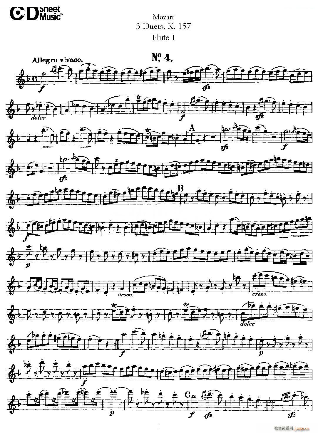 3 Duets K 157 ֮һL  K157̖ ~(ѺV)1