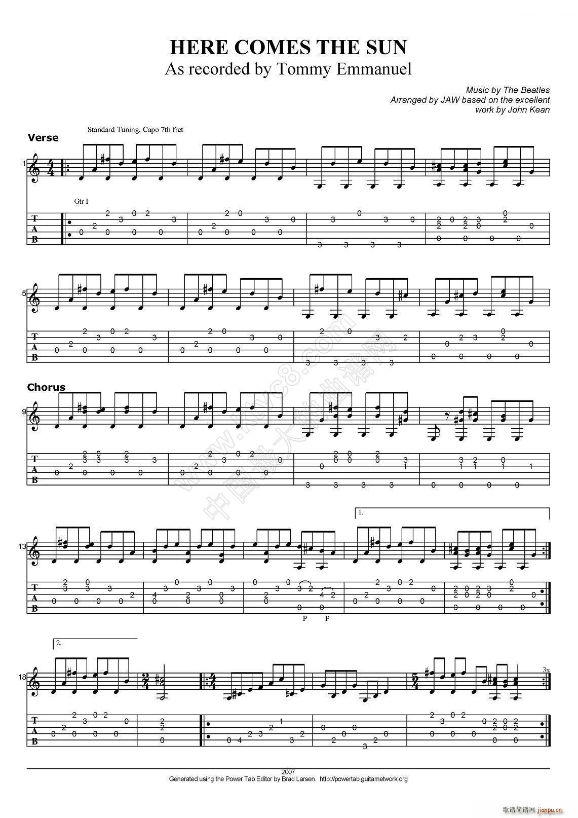 tommy emmanuel here comes the sun ָ(V)1