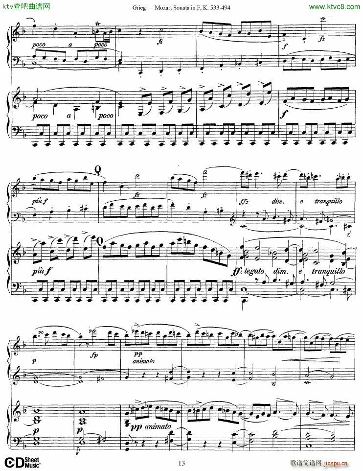 Grieg Sonata K 533 Mozart 2nd Piano Grieg(V)13