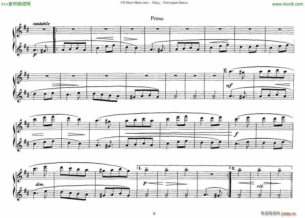 Grieg Norwegian Dance Op 35 1 4 Duet(V)6
