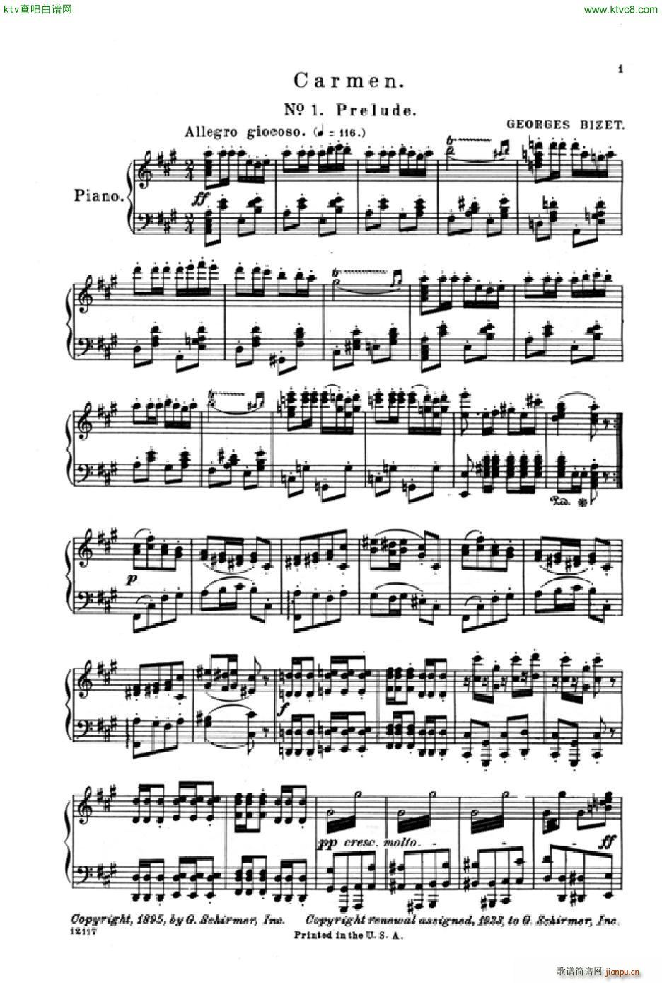 Bizet Carmen Overture from vocal score(V)1