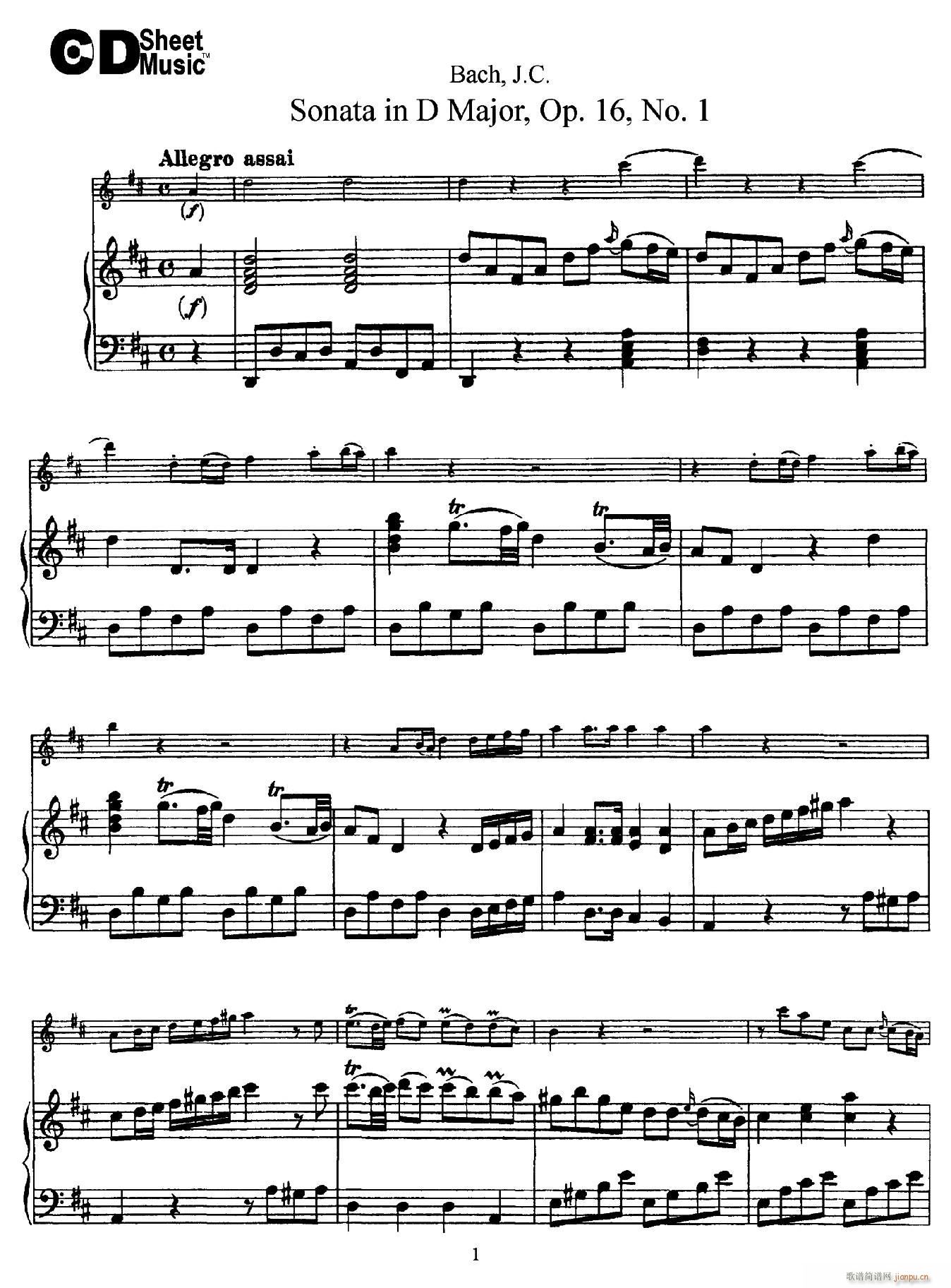 Sonata in D Major Op 16 No 1 ٰ(V)1