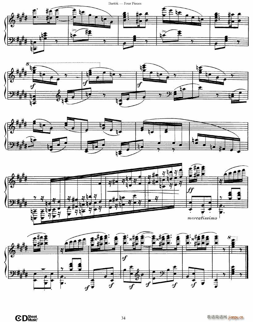 Bartok DD 71 Four Piano Pieces(V)34