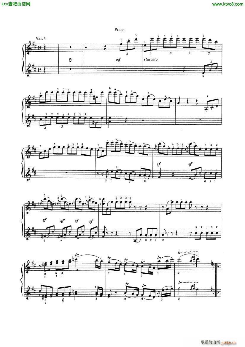 Beethoven op 74 Six Variations 4 hands(V)8