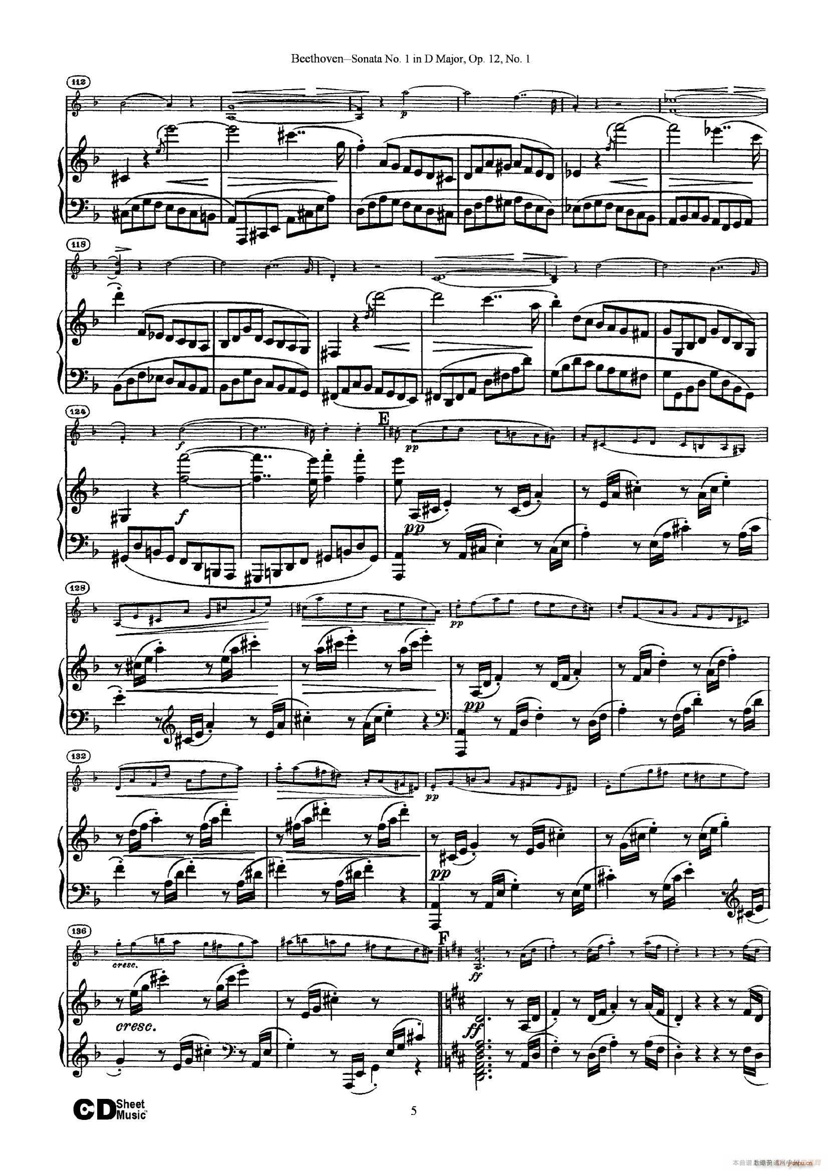 D{(dio)һСQ Sonata No 1 in D Major Op 12 No 1 ٰ(V)5