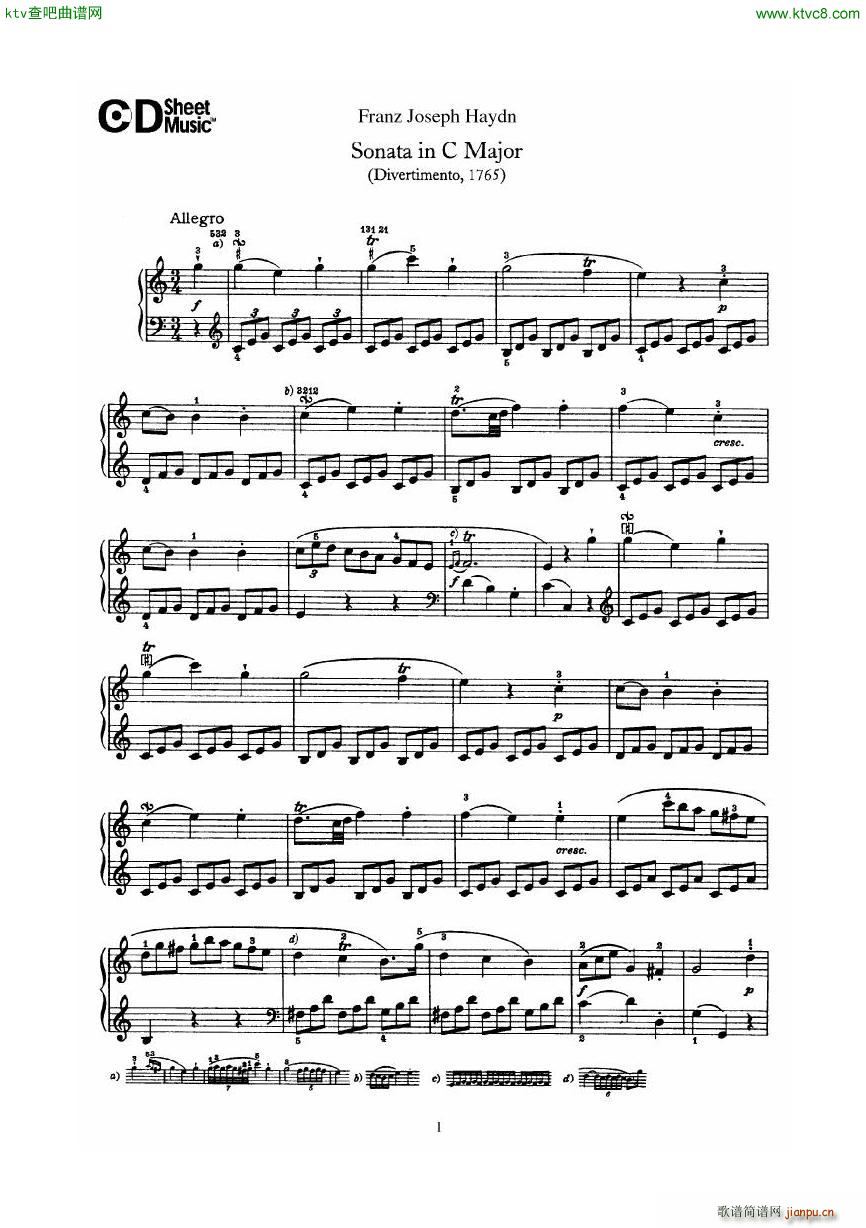 Haydn Joseph Sonata no 3 in C Major(V)1