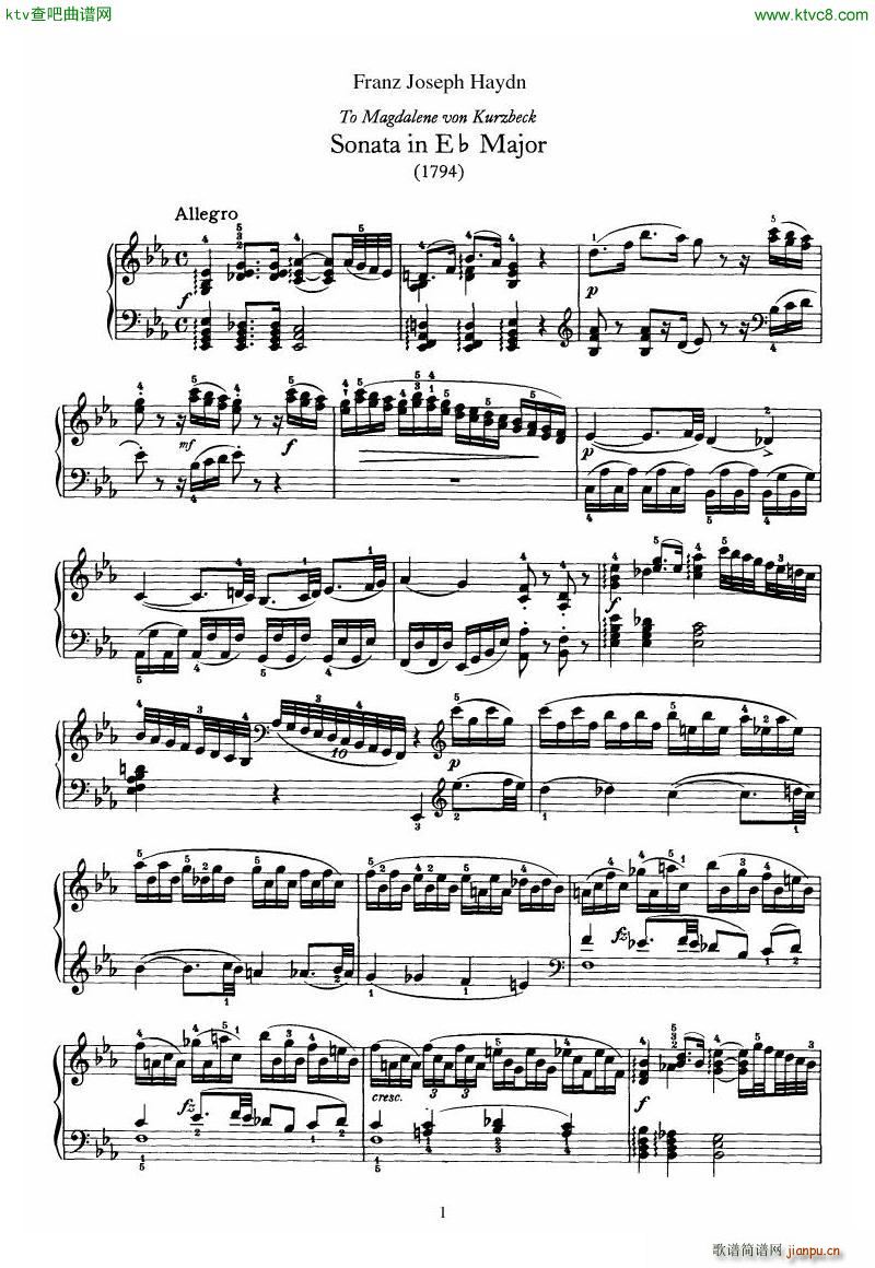 Piano Sonata No 52 in Eb(V)1
