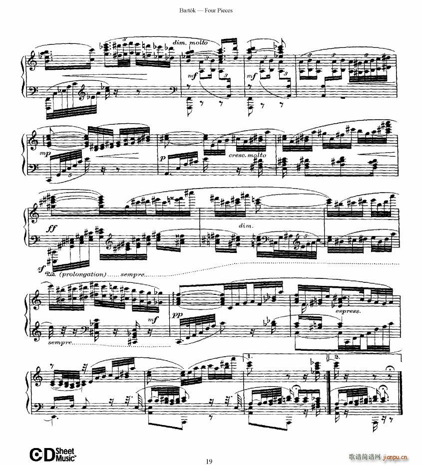 Bartok DD 71 Four Piano Pieces(V)19