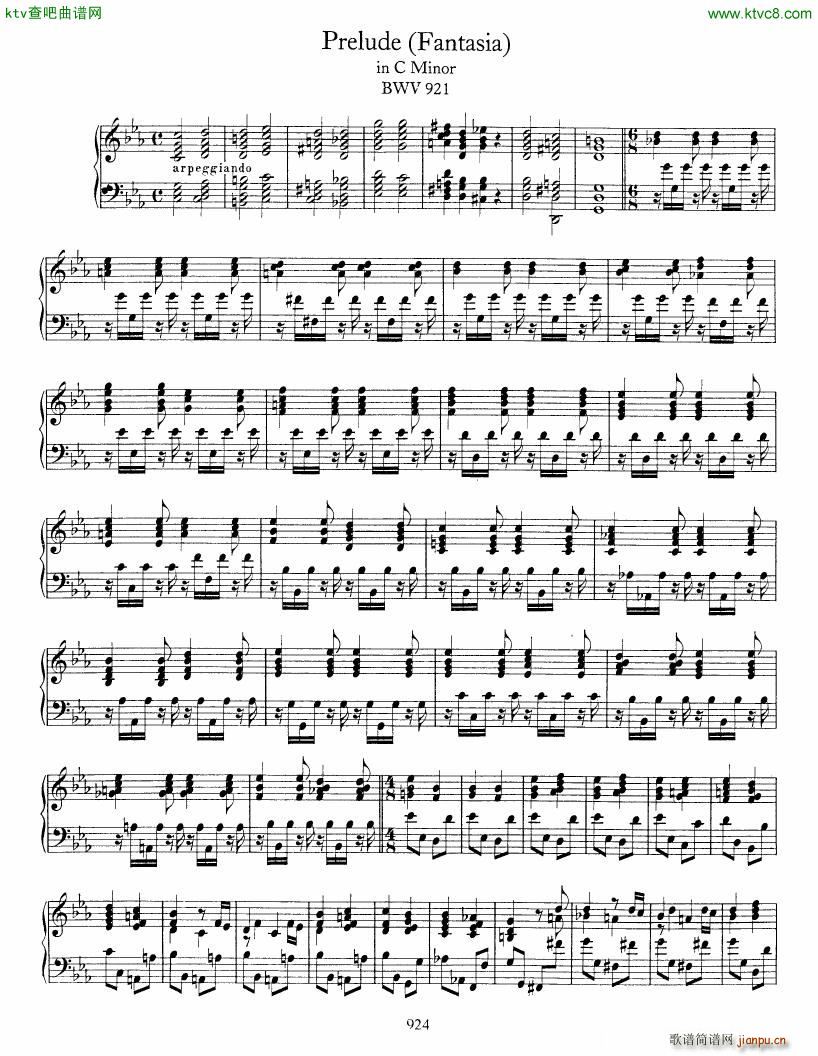 Bach JS BWV 921 Prelude Fantasia in c(V)1