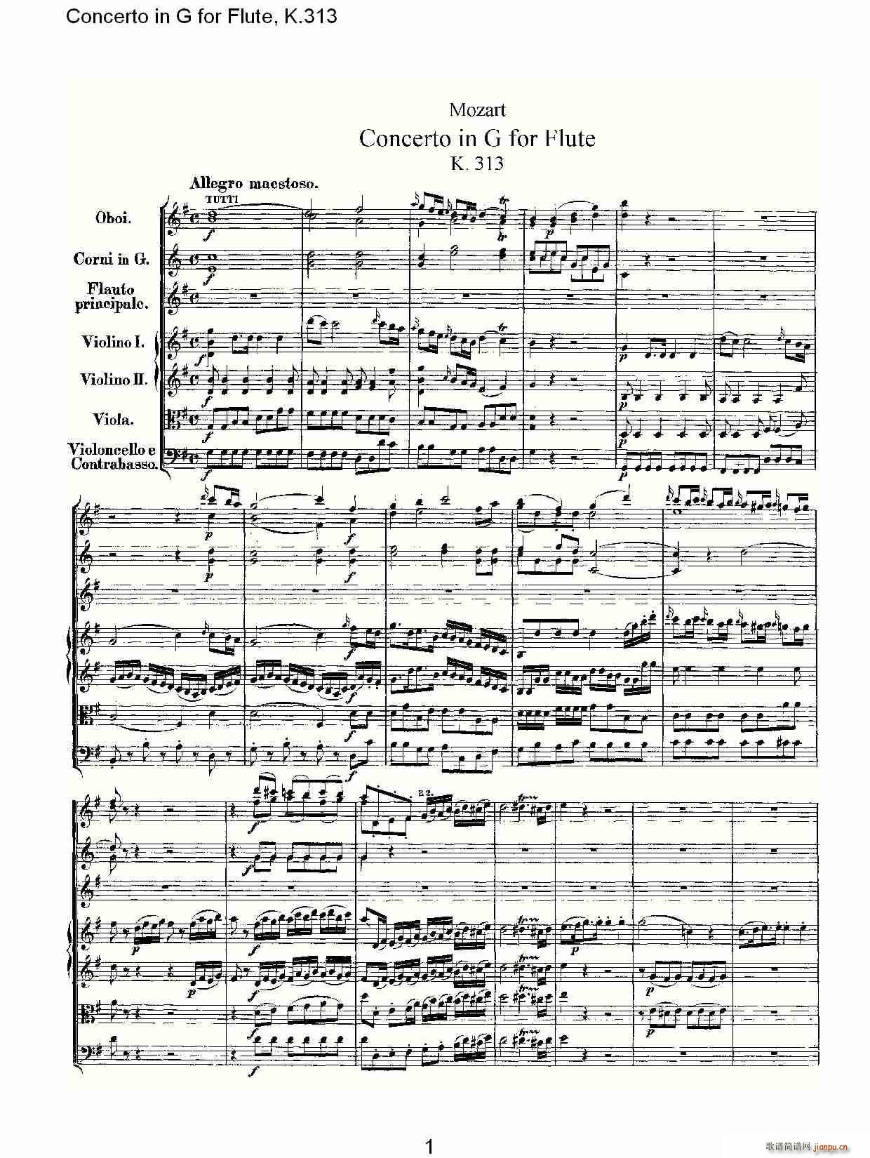 Concerto in G for Flute, K.313(ѺV)1