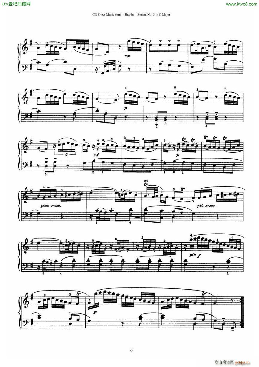 Haydn Joseph Sonata no 3 in C Major(V)6