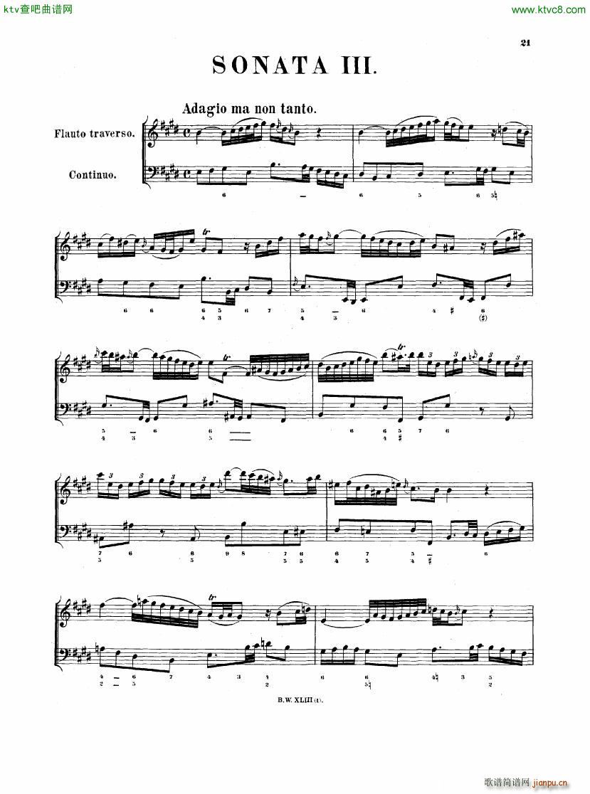 Bach JS BWV 1035 Flute Sonata in E(V)1