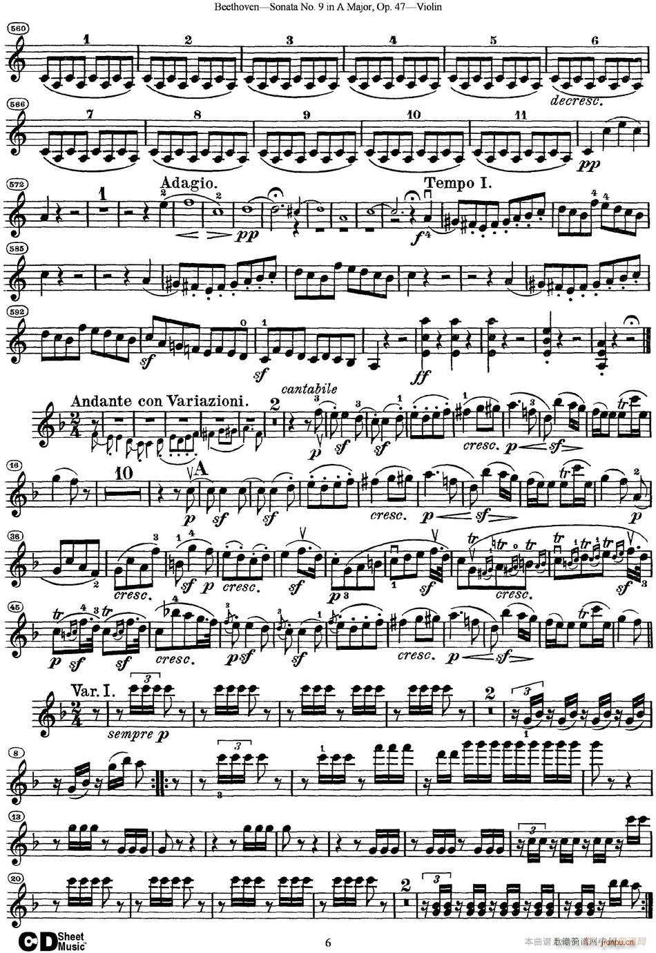 Violin Sonata No 9 in A Major Op 47(СV)6