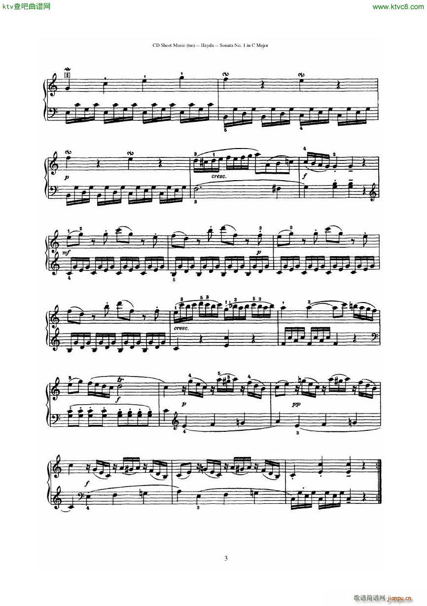 Haydn Joseph Sonata no 1 in C Major(V)3