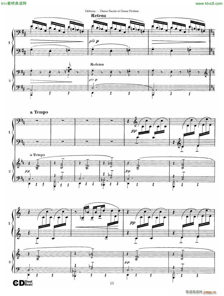Debussy Danse Sacre et Danse Profane 2 Piano s(V)13