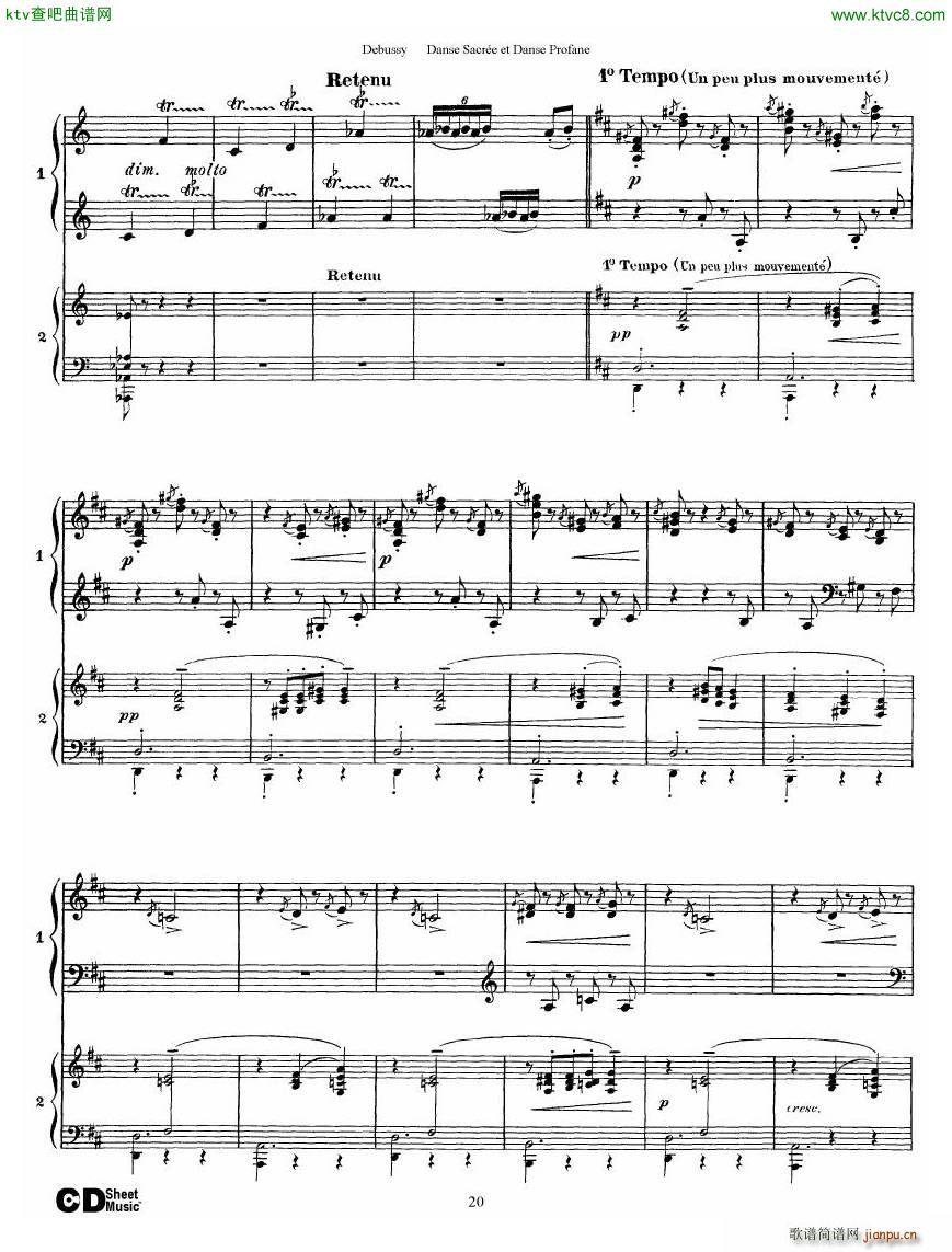Debussy Danse Sacre et Danse Profane 2 Piano s(V)20
