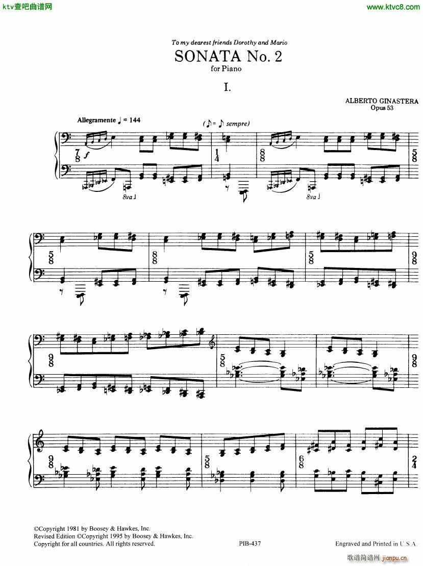 Ginastera op 53 Sonata No 2(V)1
