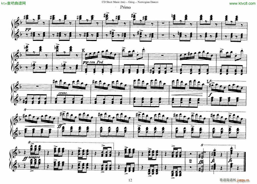 Grieg Norwegian Dance Op 35 1 4 Duet(V)12
