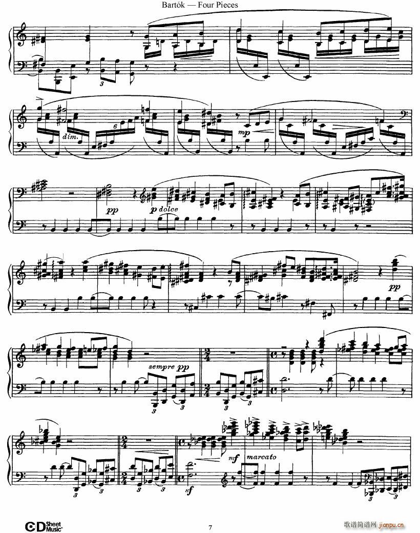 Bartok DD 71 Four Piano Pieces(V)7